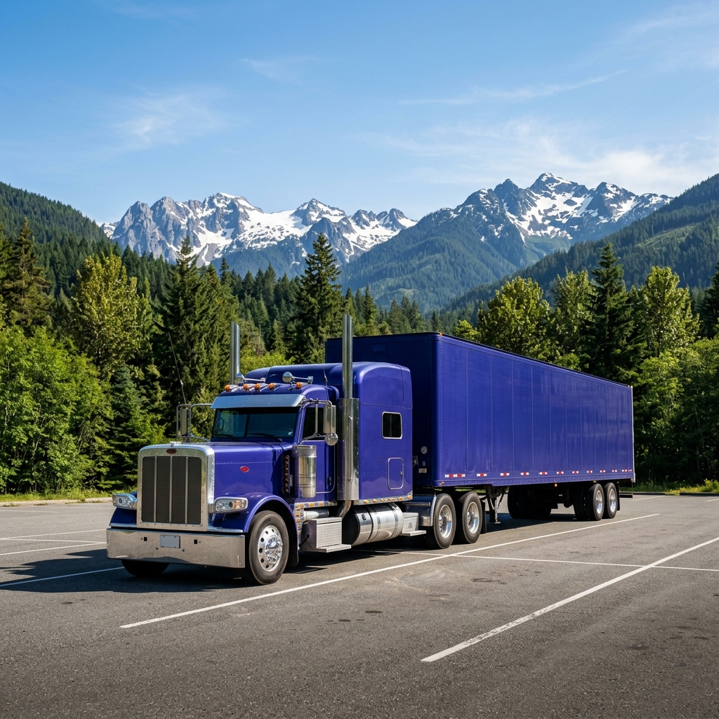 Trucker looking at tablet